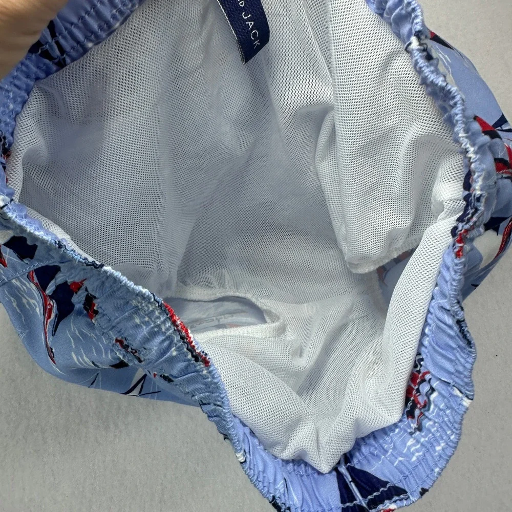 Janie and Jack Boys Sailboat Print Swim Trunks Blue Nautical Shorts Size 4 NWOT